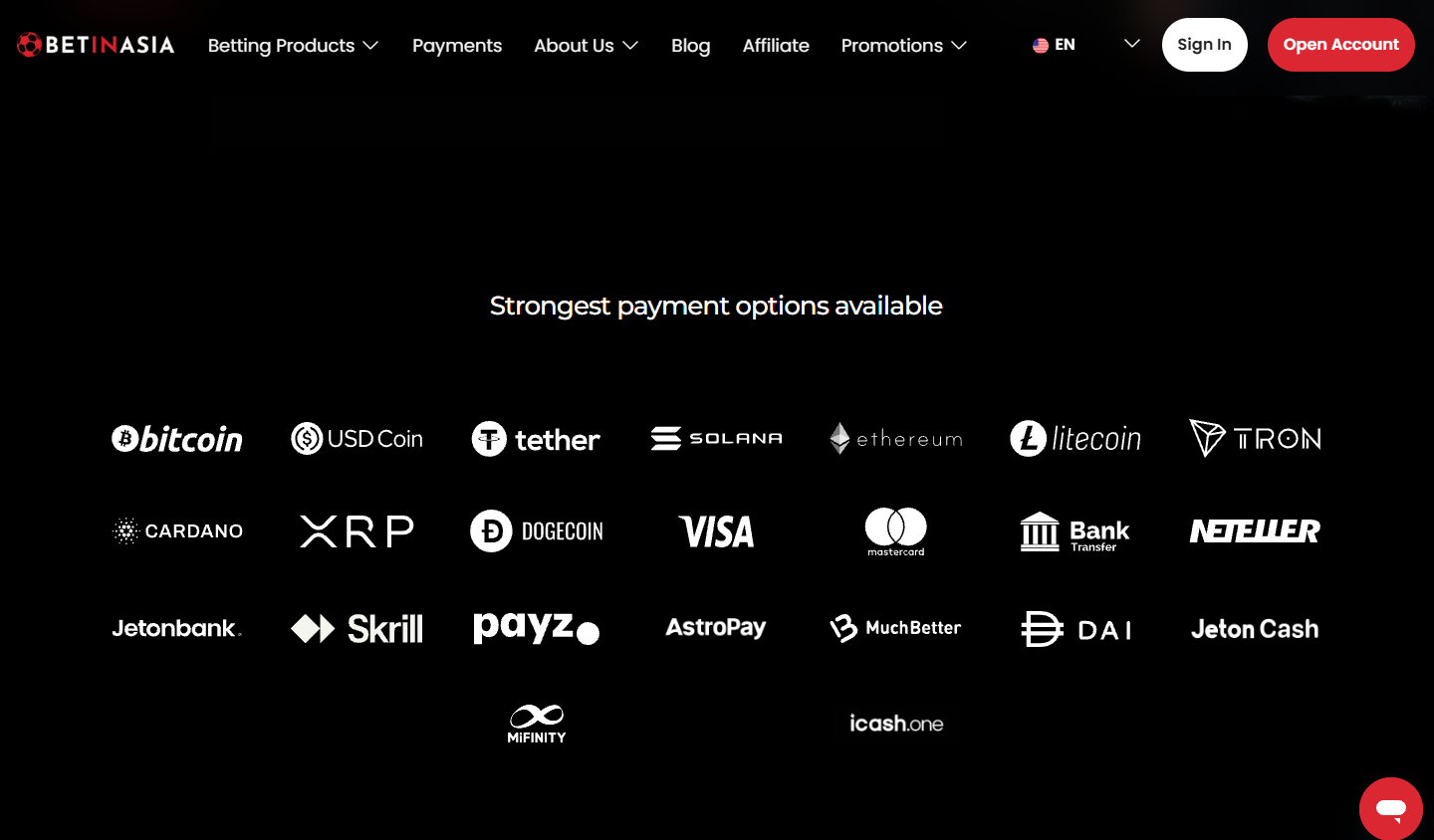BetInAsia Payments Dashboard Example