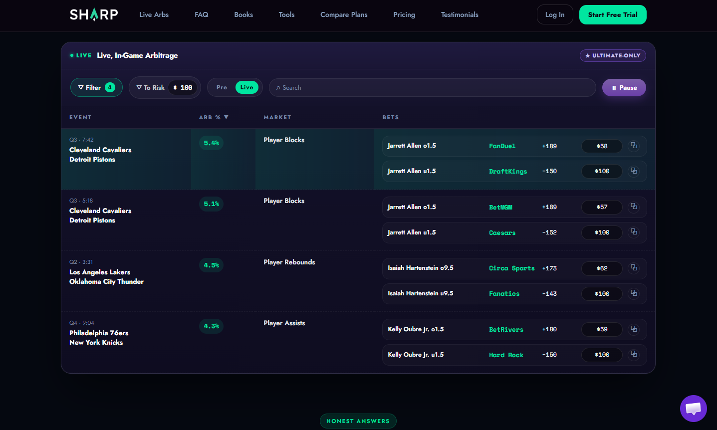 Sharp.App Live Arbitrage Scanner